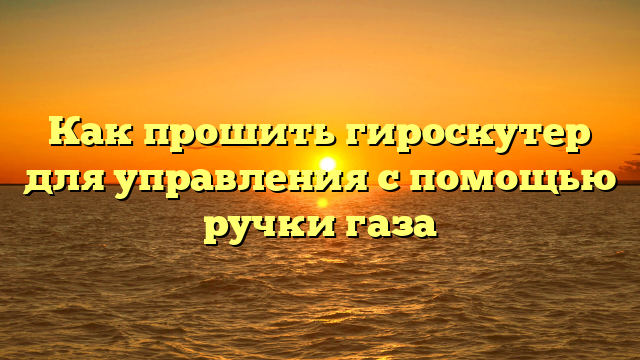 Как прошить гироскутер для управления с помощью ручки газа