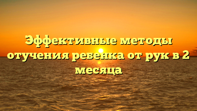 Эффективные методы отучения ребенка от рук в 2 месяца
